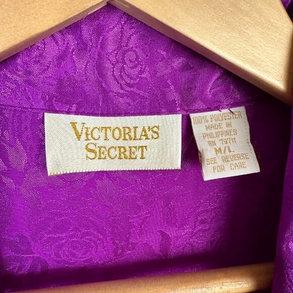 Victoria Secret GOLD LABEL Satin Pearl Button Down Sleep Dress Shirt M/L - Picture 2 of 4
